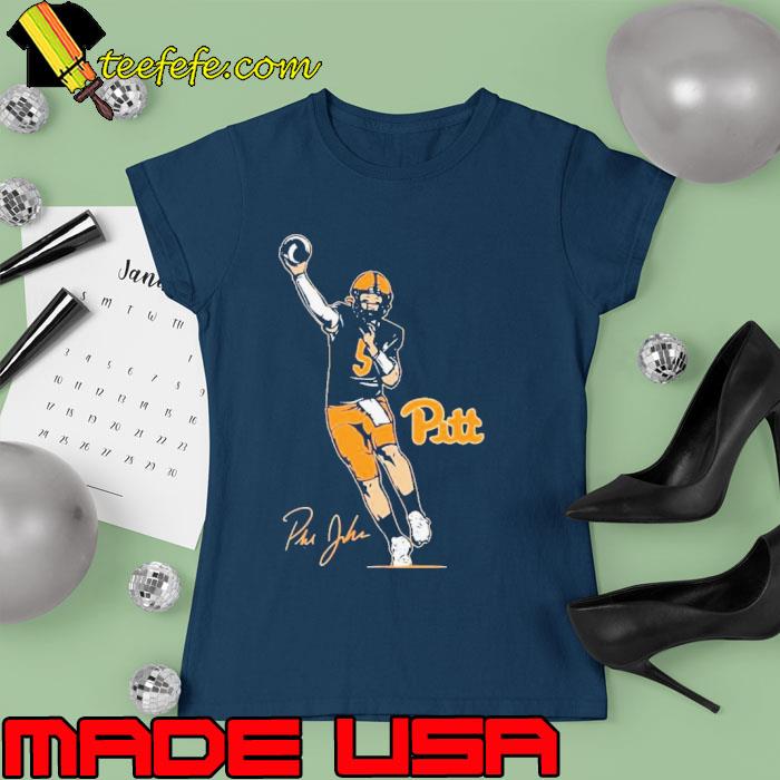 Pitt Football Phil Jurkovec Number 5 Superstar Pose signature s Ladies tee Pitt Football Phil Jurkovec Number 5 Superstar Pose signature s Ladies tee