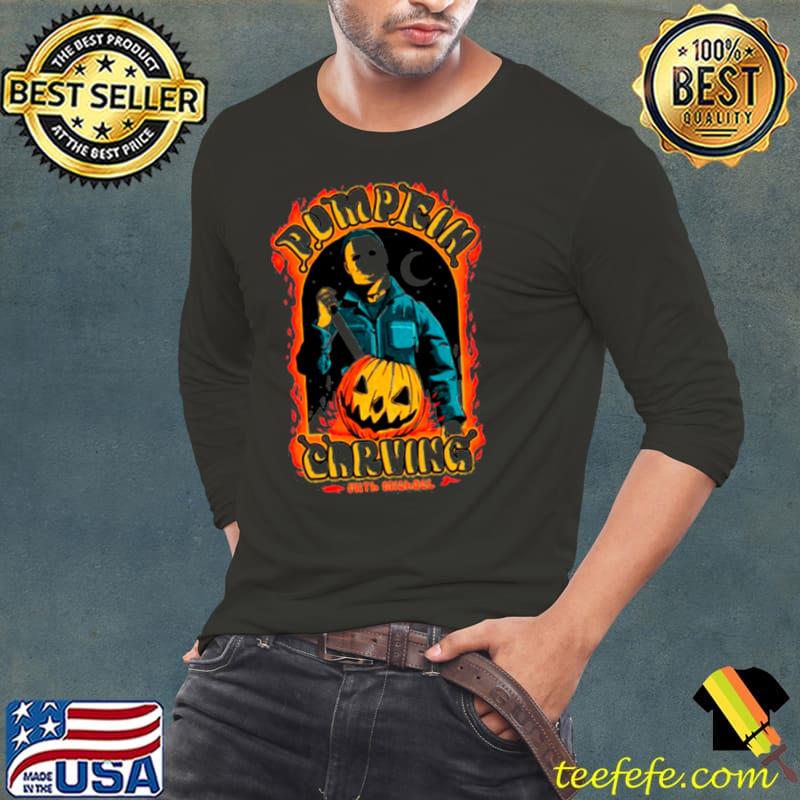 Pumpkin Carving With Michael Halloween s Long Sleeve Tee Pumpkin Carving With Michael Halloween s Long Sleeve Tee