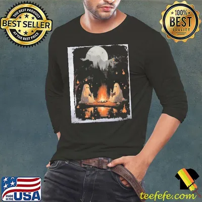 Retro Ghost Book Reading Camping Gothic Halloween Teachers Shirt