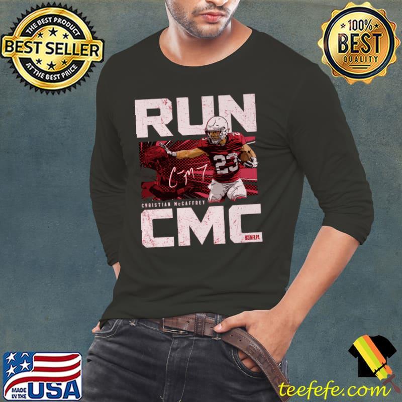 Run Christian McCaffrey San Francisco Stiff Arm T-Shirt Long Sleeve Tee Run Christian McCaffrey San Francisco Stiff Arm T-Shirt Long Sleeve Tee