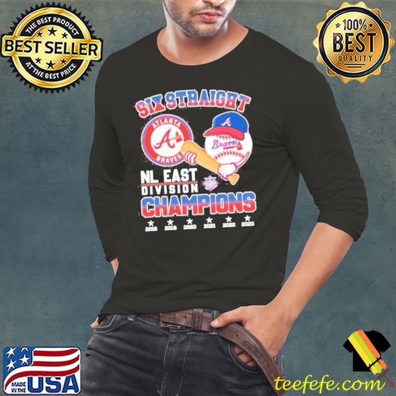 Six Straight Atlanta Braves NL East Division Champions 2018-2023 Shirt Long Sleeve Tee Six Straight Atlanta Braves NL East Division Champions 2018-2023 Shirt Long Sleeve Tee