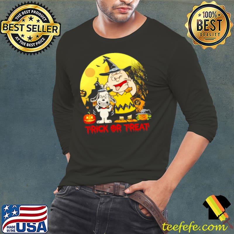 Snoopy and Charlie Trick Or Treat happy Halloween 2023 Shirt Long Sleeve Tee Snoopy and Charlie Trick Or Treat happy Halloween 2023 Shirt Long Sleeve Tee