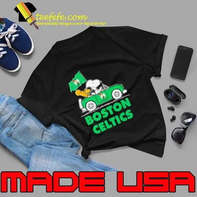Snoopy And Woodstock Driving Car Boston Celtics shirt