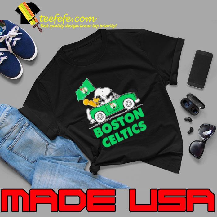 Snoopy And Woodstock Driving Car Boston Celtics shirt