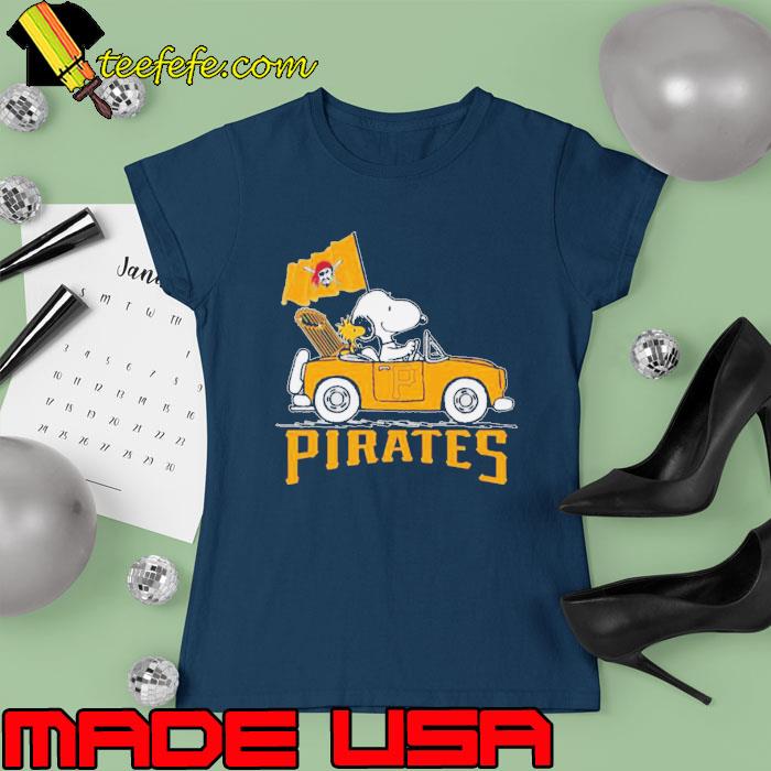 Snoopy And Woodstock Driving Car Pittsburgh Pirates Shirt Ladies tee Snoopy And Woodstock Driving Car Pittsburgh Pirates Shirt Ladies tee