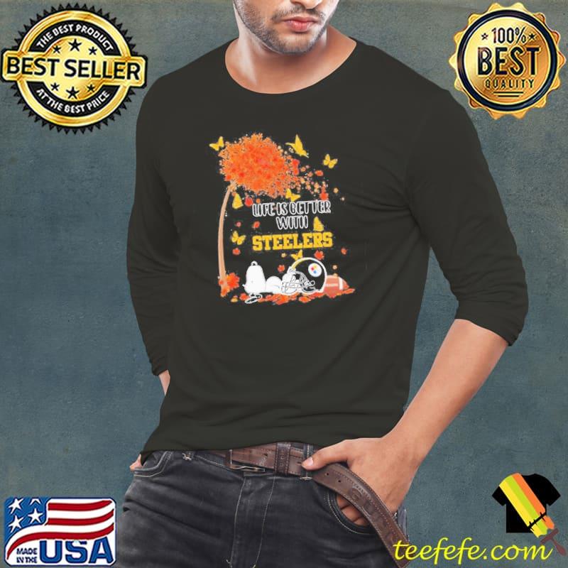 Snoopy Life is Better with Steelers Shirt Long Sleeve Tee Snoopy Life is Better with Steelers Shirt Long Sleeve Tee