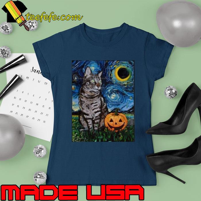 Tabby Halloween Stary Night Shirt Ladies tee Tabby Halloween Stary Night Shirt Ladies tee