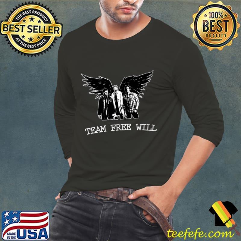 Team Free Will Supernatural American dark TV T-Shirt Long Sleeve Tee Team Free Will Supernatural American dark TV T-Shirt Long Sleeve Tee