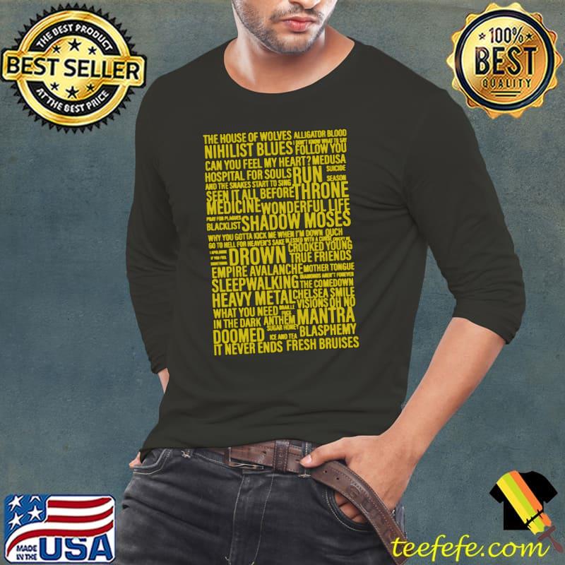 The House Of Wolves Nihilist Blues Bring Me The Horizon Song Titles T-Shirt Long Sleeve Tee The House Of Wolves Nihilist Blues Bring Me The Horizon Song Titles T-Shirt Long Sleeve Tee