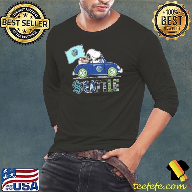 The Peanuts Snoopy And Woodstock Seattle Sports Teams On Car 2023 shirt