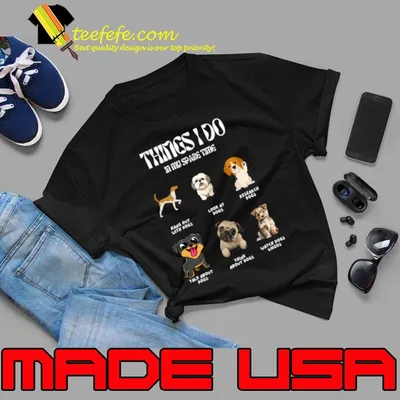 Things I Do In My Spare Time Blak Brown Modern dog Lover Aesthetic Watercolor dogs T-Shirt