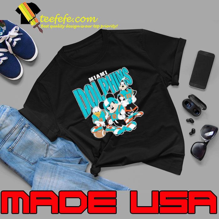 Mickey mouse Donald and Goofy Miami Dolphins football T-shirt - Kaiteez