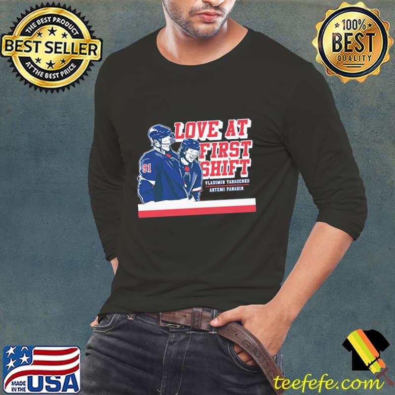 Vladimir Tarasenko & Artemi Panarin Love At First Shift T-Shirt Long Sleeve Tee Vladimir Tarasenko & Artemi Panarin Love At First Shift T-Shirt Long Sleeve Tee