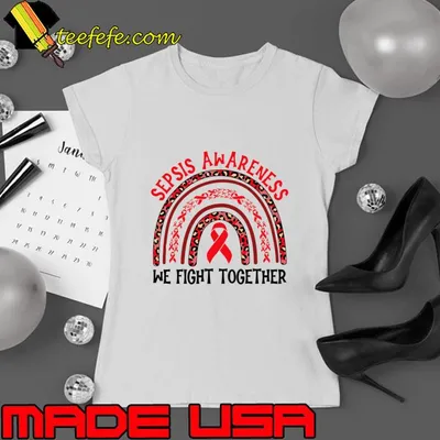 We Fight Together Sepsis Awareness Rainbow Leopard T-Shirt