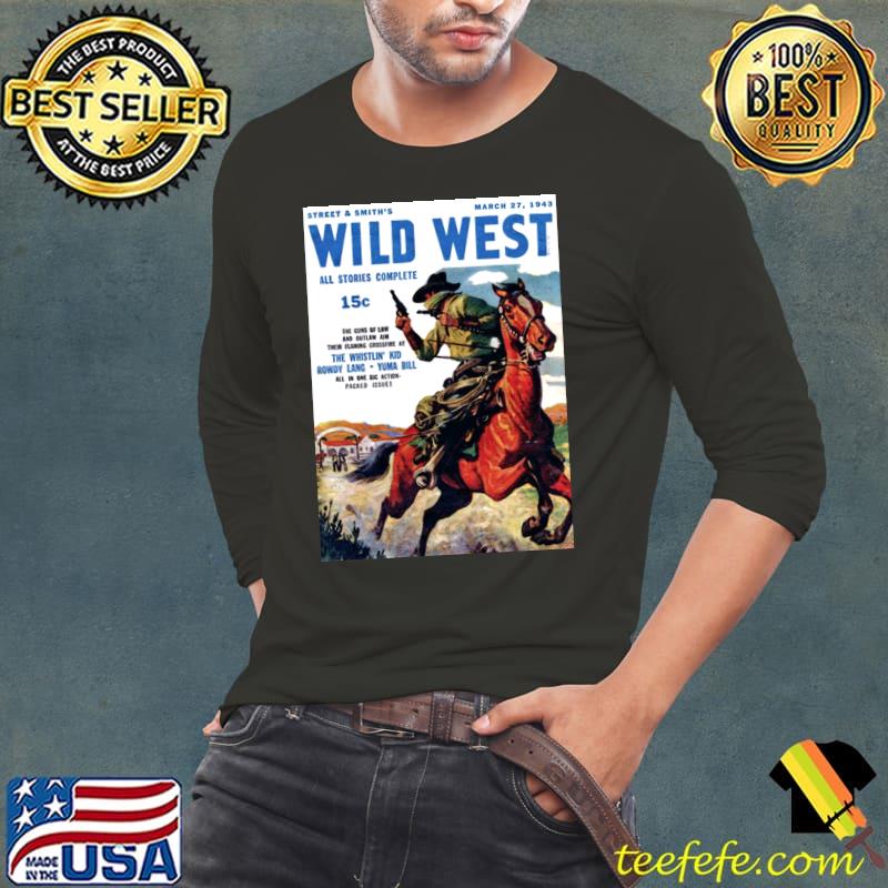Wild West Magazine Cover October 1943 Poster T-Shirt Long Sleeve Tee Wild West Magazine Cover October 1943 Poster T-Shirt Long Sleeve Tee
