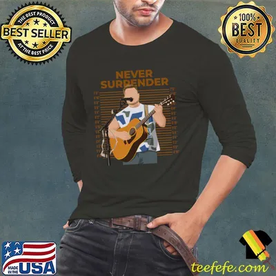 Zach bryan singing and playing guitar mugshot Never Surrender T-Shirt