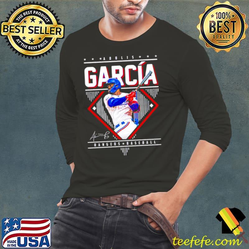 Adolis García Texas Rangers signature s Long Sleeve Tee Adolis García Texas Rangers signature s Long Sleeve Tee