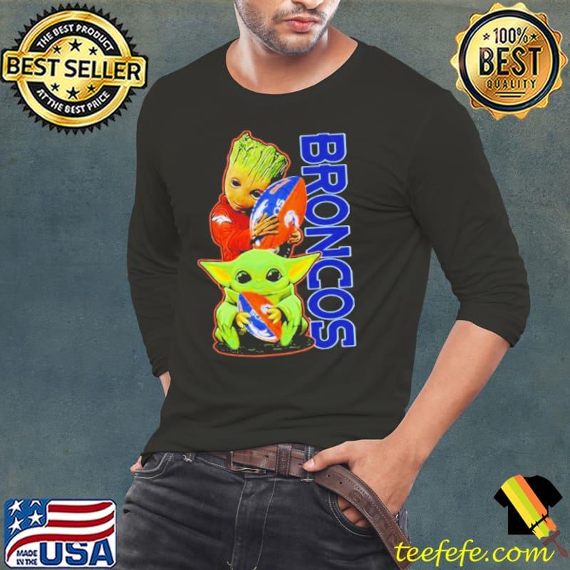 Baby Groot And Baby Yoda Hug Denver Broncos Logo s Long Sleeve Tee Baby Groot And Baby Yoda Hug Denver Broncos Logo s Long Sleeve Tee