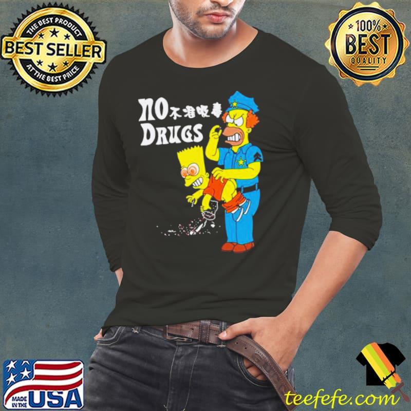 Bart Simpson Police Chief No Drugs Shirt Long Sleeve Tee Bart Simpson Police Chief No Drugs Shirt Long Sleeve Tee