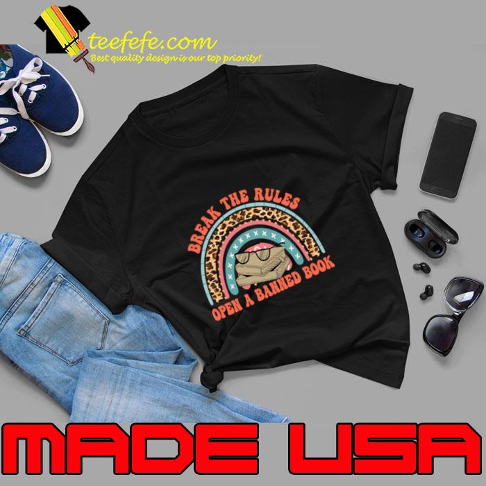 Break The Rules Open A Banned Book Rainbow Leopard Groovy Retro T-Shirt Unisex Break The Rules Open A Banned Book Rainbow Leopard Groovy Retro T-Shirt Unisex