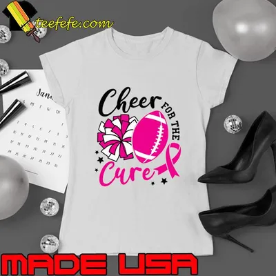 Breast Cancer Awareness Cheer For The Cure Football T-Shirt