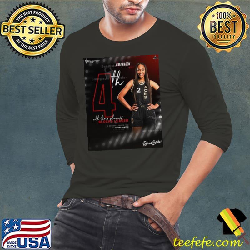Congratulations Aja Wilson Is The 4th All-Time Playoffs Blocks Leader Shirt Long Sleeve Tee Congratulations Aja Wilson Is The 4th All-Time Playoffs Blocks Leader Shirt Long Sleeve Tee