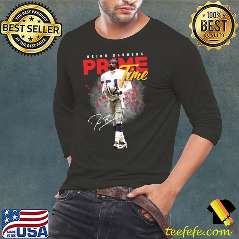 Deion Sanders Prime Time Signature American football coach and former professional football T-Shirt Long Sleeve Tee Deion Sanders Prime Time Signature American football coach and former professional football T-Shirt Long Sleeve Tee