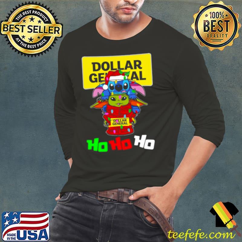 Dollar General Santa Stitch Yoda Ho Ho Ho Christmas s Long Sleeve Tee Dollar General Santa Stitch Yoda Ho Ho Ho Christmas s Long Sleeve Tee