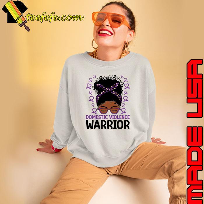 Domestic Violence Warrior Messy Bun Hair Leopard Ribbon T-Shirt Sweatshirt Domestic Violence Warrior Messy Bun Hair Leopard Ribbon T-Shirt Sweatshirt