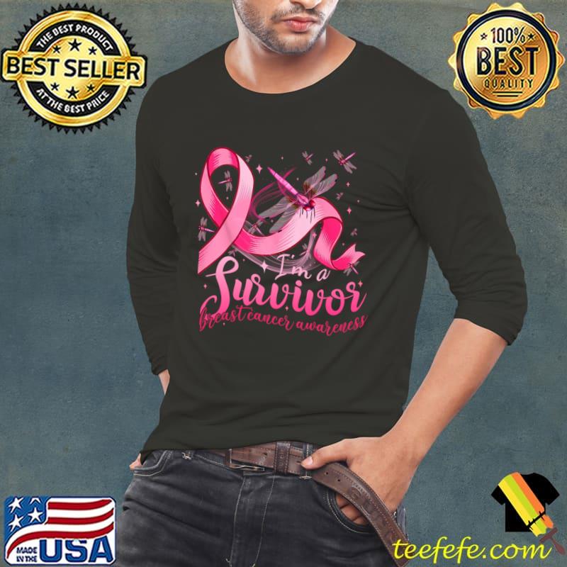 Dragonfly Survivor Breast Cancer Awareness Pink Ribbon T-Shirt Long Sleeve Tee Dragonfly Survivor Breast Cancer Awareness Pink Ribbon T-Shirt Long Sleeve Tee