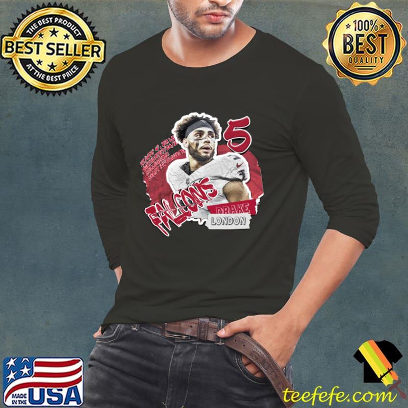 Drake London American football wide receiver for the Atlanta Falcons NFL T-Shirt Long Sleeve Tee Drake London American football wide receiver for the Atlanta Falcons NFL T-Shirt Long Sleeve Tee