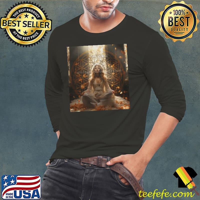 Flower of Life Meditation (Sacred Geometry). A beautiful and mystical woman, in an enchanted mood, surrounded by a magical atmosphere s Long Sleeve Tee Flower of Life Meditation (Sacred Geometry). A beautiful and mystical woman, in an enchanted mood, surrounded by a magical atmosphere s Long Sleeve Tee