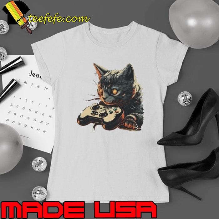 Funny Cat Video Games Shirt Ladies tee Funny Cat Video Games Shirt Ladies tee