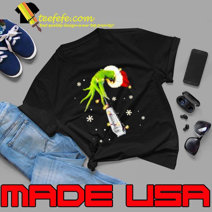 Grinch Hand Holding Hair Clipper Christmas Shirt