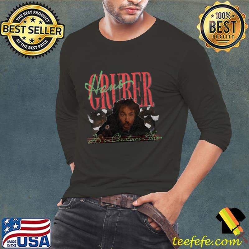 Hans Gruber It's Christmas Theo 80s themed T-Shirt Long Sleeve Tee Hans Gruber It's Christmas Theo 80s themed T-Shirt Long Sleeve Tee