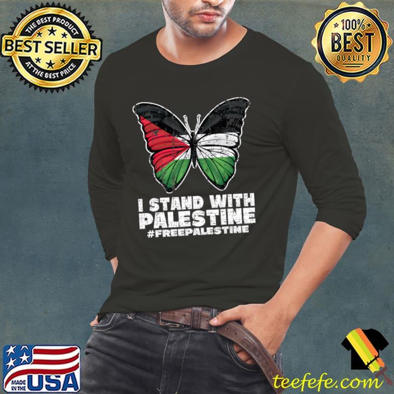 I Stand With Palestine For Their Freedom Free Palestine Butterfly T-Shirt Long Sleeve Tee I Stand With Palestine For Their Freedom Free Palestine Butterfly T-Shirt Long Sleeve Tee