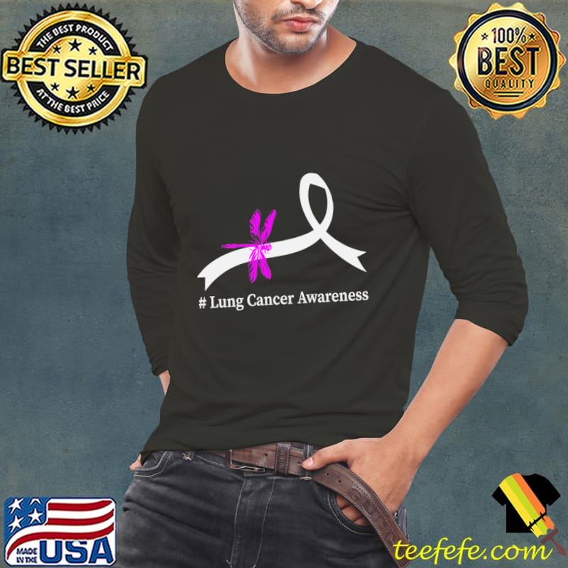 I Wear White Lung Cancer Awareness Dragonfly T-Shirt Long Sleeve Tee I Wear White Lung Cancer Awareness Dragonfly T-Shirt Long Sleeve Tee