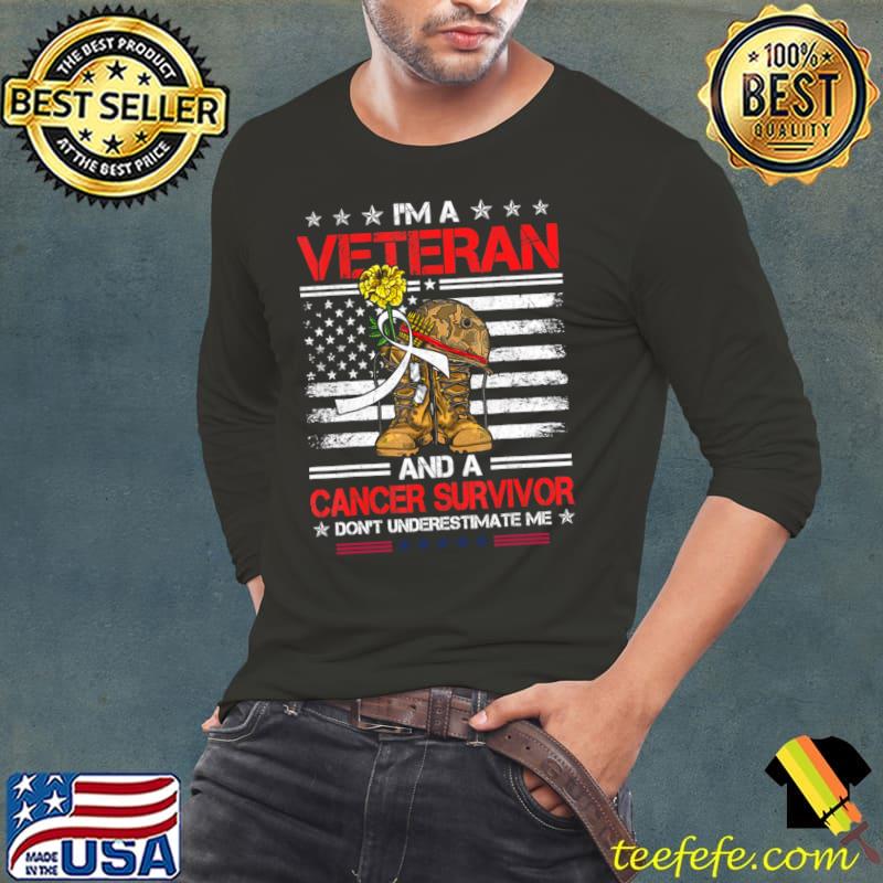 I'm a Veteran and a Cancer Survivor breast cancer awareness month usa flag T-Shirt Long Sleeve Tee I'm a Veteran and a Cancer Survivor breast cancer awareness month usa flag T-Shirt Long Sleeve Tee