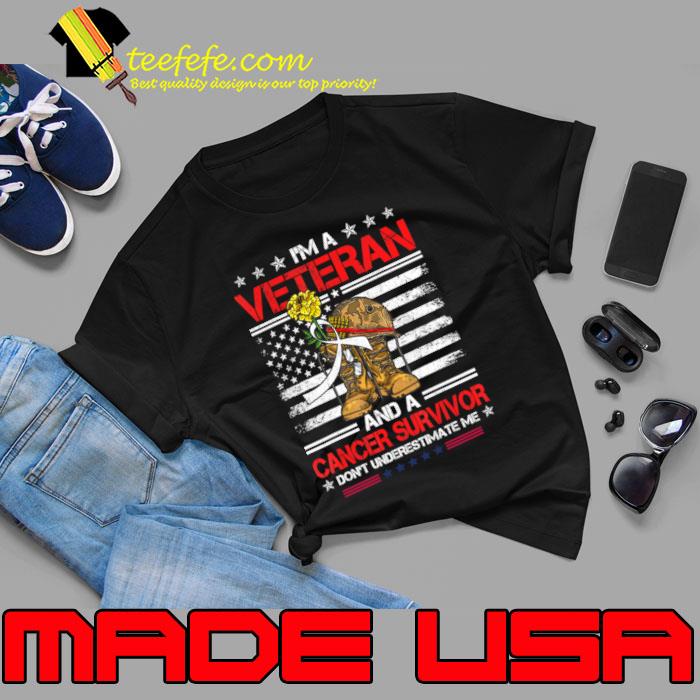 I'm a Veteran and a Cancer Survivor breast cancer awareness month usa flag T-Shirt