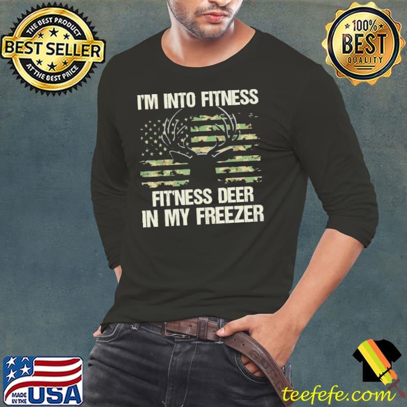 I'm Into Fitness Fit'ness Deer In My Freezer Usa Flag s Long Sleeve Tee I'm Into Fitness Fit'ness Deer In My Freezer Usa Flag s Long Sleeve Tee