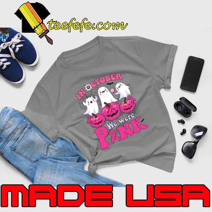 In October We Wear Pink Ghost Bats Breast Cancer Awareness Halloween T-Shirt Unisex In October We Wear Pink Ghost Bats Breast Cancer Awareness Halloween T-Shirt Unisex