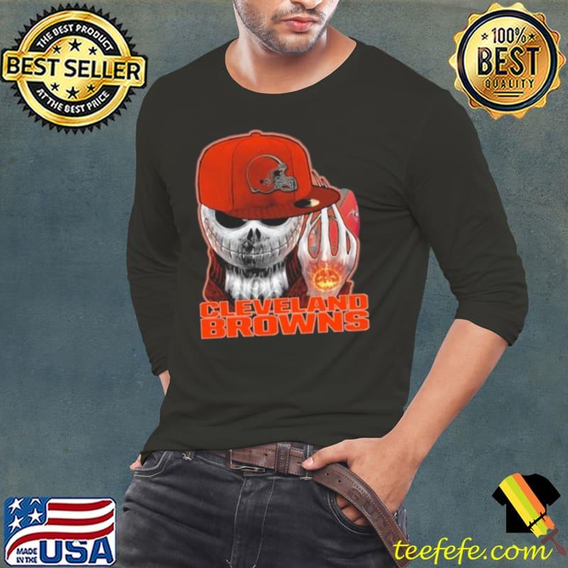 Jackskull Cleveland Browns Football Shirt Long Sleeve Tee Jackskull Cleveland Browns Football Shirt Long Sleeve Tee