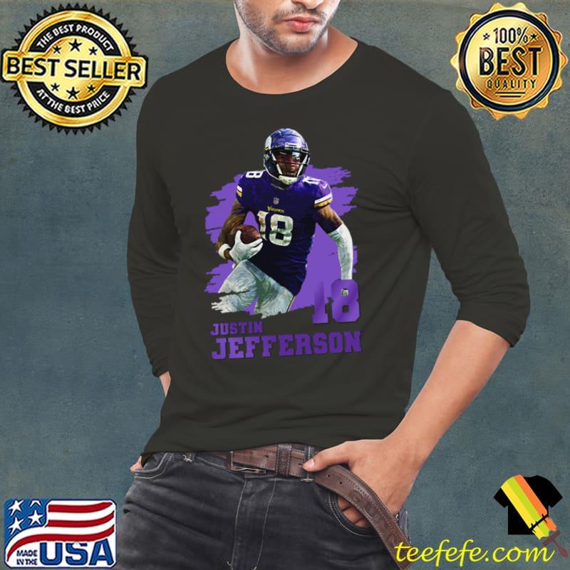 Justin Jefferson American football wide receiver for the Minnesota Vikings T-Shirt Long Sleeve Tee Justin Jefferson American football wide receiver for the Minnesota Vikings T-Shirt Long Sleeve Tee