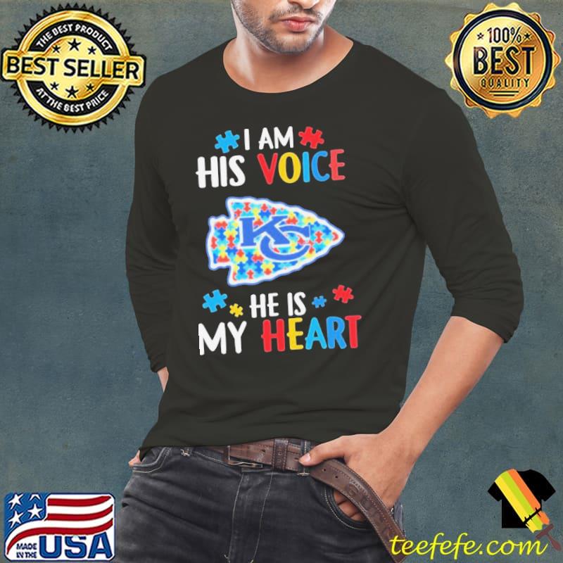 Kansas City Chiefs Autism Awareness I Am His Voice He Is My Heart 2023 Shirt Long Sleeve Tee Kansas City Chiefs Autism Awareness I Am His Voice He Is My Heart 2023 Shirt Long Sleeve Tee
