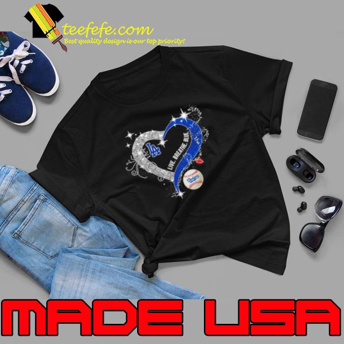 Los Angeles Dodgers Live Breathe Blue Diamond Heart shirt Los Angeles Dodgers Live Breathe Blue Diamond Heart shirt