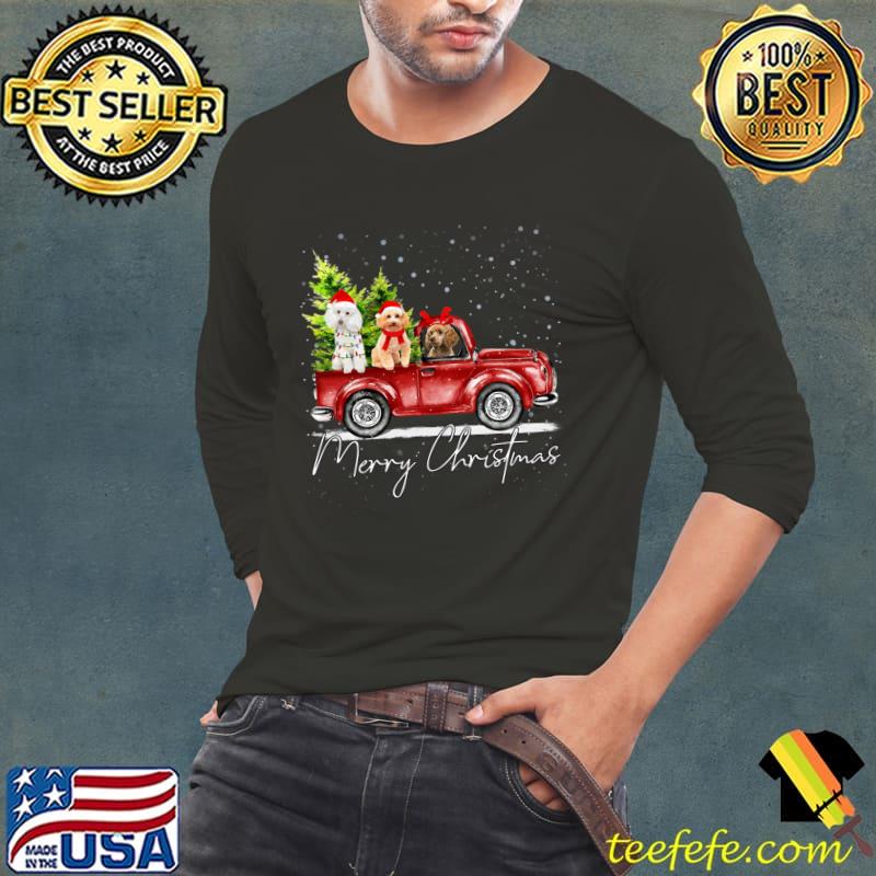 Merry Christmas Poodle Santa Red Truck Xmas Light Reindeer T-Shirt Long Sleeve Tee Merry Christmas Poodle Santa Red Truck Xmas Light Reindeer T-Shirt Long Sleeve Tee