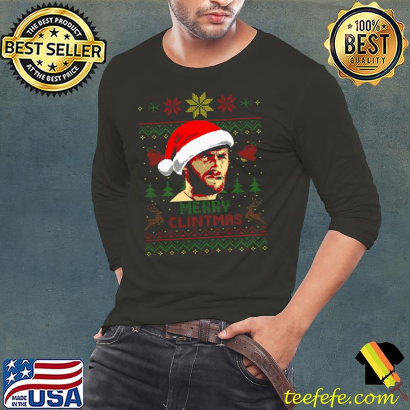 Merry Clintmas Clint Eastwood Christmas 2023 s Long Sleeve Tee Merry Clintmas Clint Eastwood Christmas 2023 s Long Sleeve Tee
