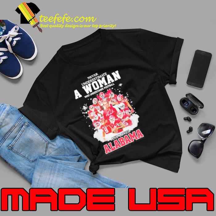 Never Underestimate a Woman who understands Football and loves Alabama Crimson Tide 2023 Signatures shirt Never Underestimate a Woman who understands Football and loves Alabama Crimson Tide 2023 Signatures shirt