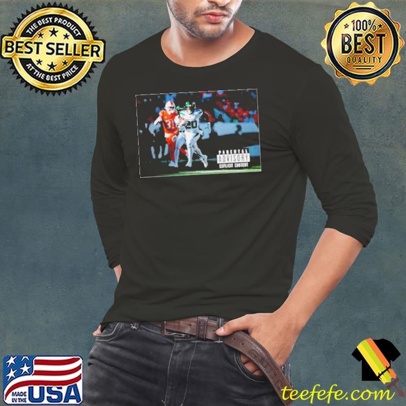 New York Jets Breece Hall vs. Denver Broncos Justin Simmons s Long Sleeve Tee New York Jets Breece Hall vs. Denver Broncos Justin Simmons s Long Sleeve Tee