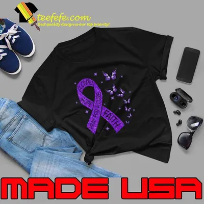 Pancreatic Cancer Awareness Ribbon Butterfly Religious T-Shirt